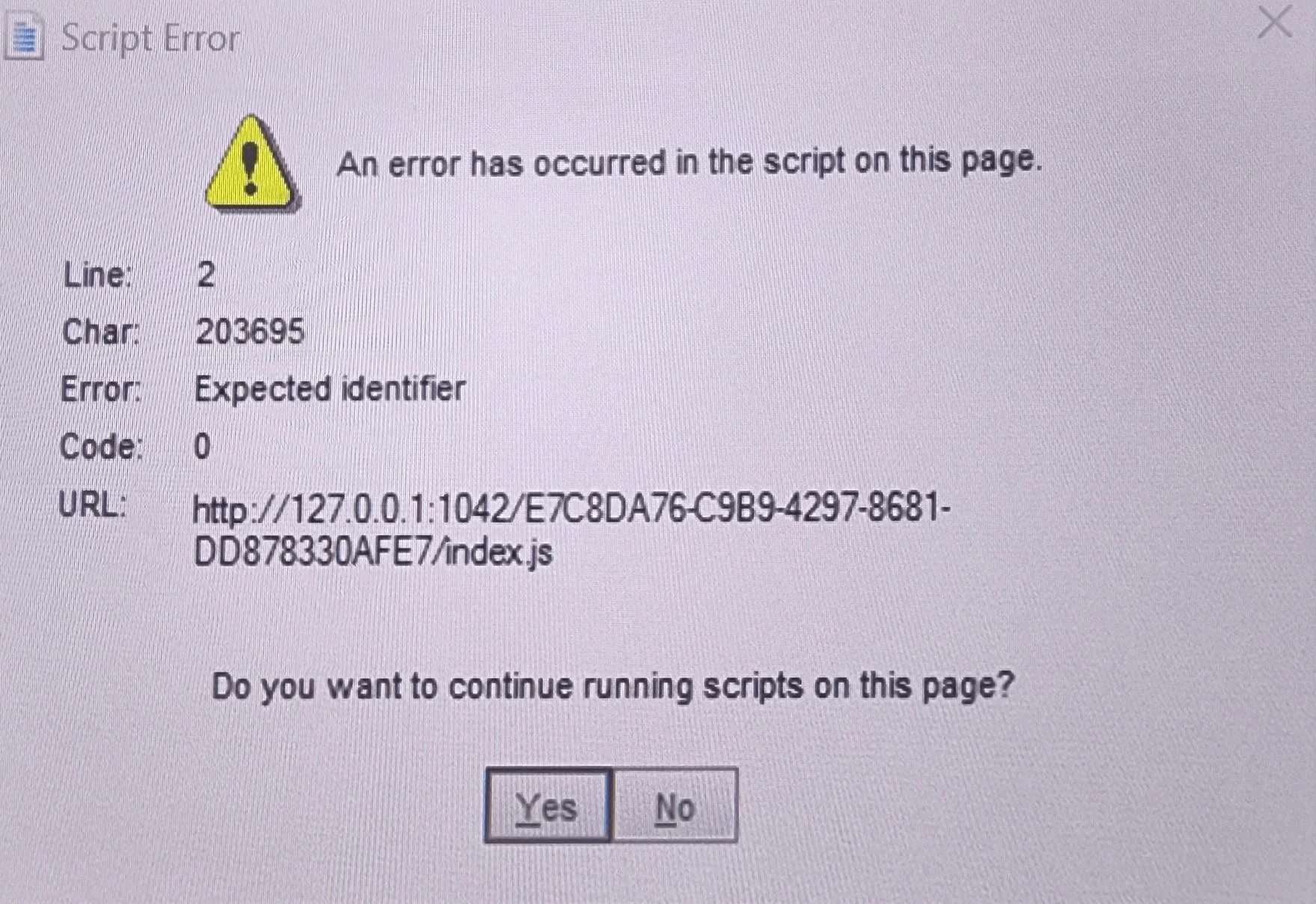 How to Fix "Script Error: Expected identifier" with UUID Path /e7c8da76-c9b9-4297-8681-dd878330afe7/index.js on Windows Startup